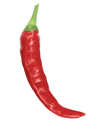 a red pepper with a green stem